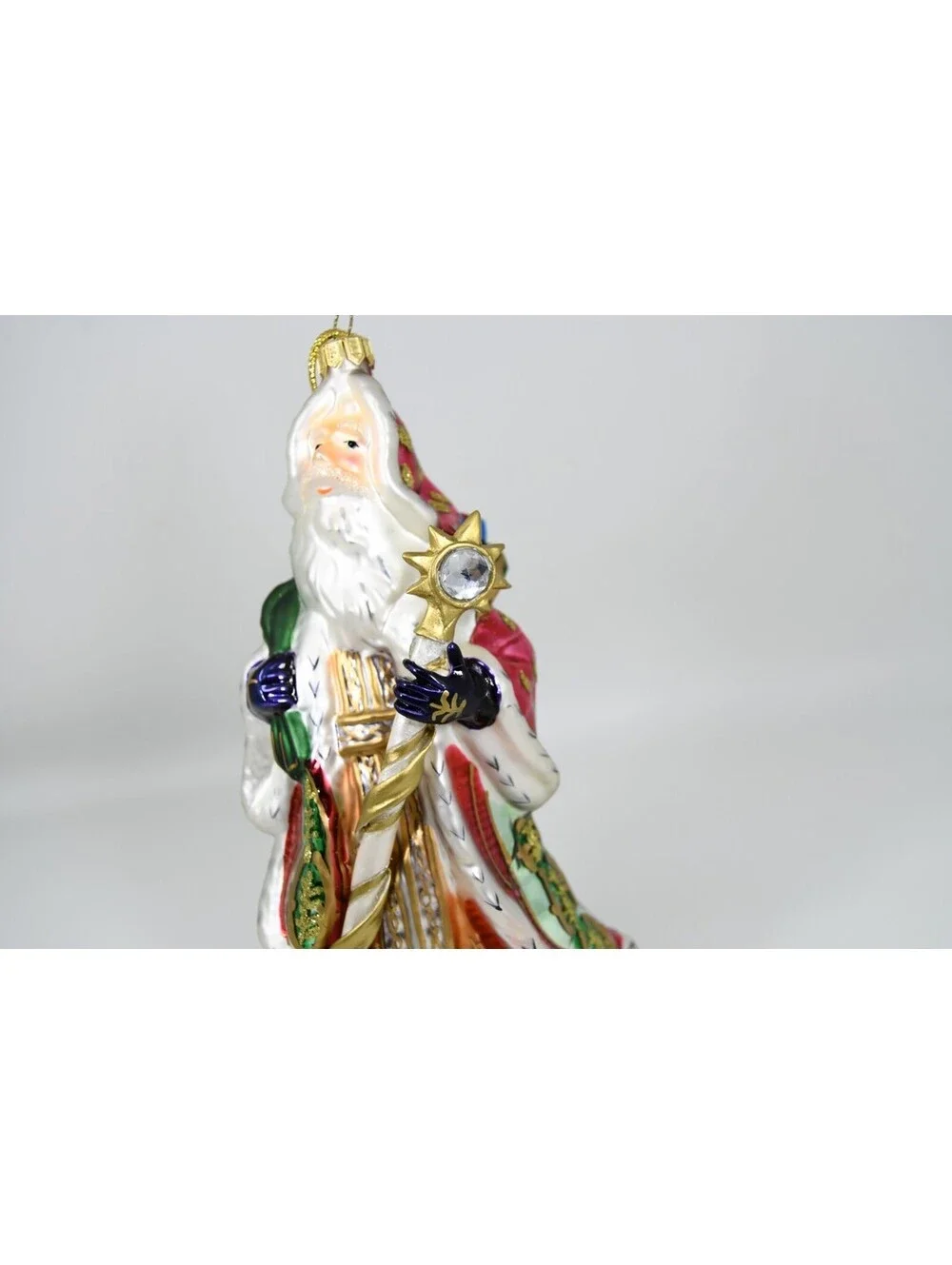 Fitz & Floyd Christmas Santa Blown Glass Ornament Florentine Jeweled Scepter 7